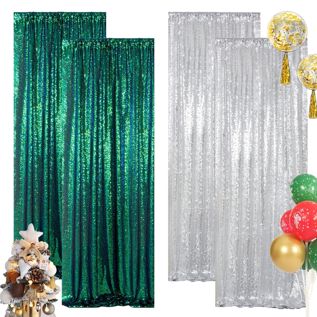 Sequin Backdrop Curtain for Party Wedding - 4x8ft Shimmering Glitter Curtain for Birthday Photo Booth Stage Decoration, Easy Hang, Multi-Color