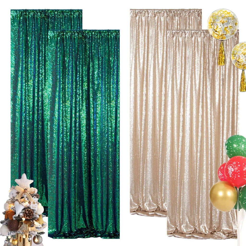 Sequin Backdrop Curtain for Party Wedding - 4x8ft Shimmering Glitter Curtain for Birthday Photo Booth Stage Decoration, Easy Hang, Multi-Color
