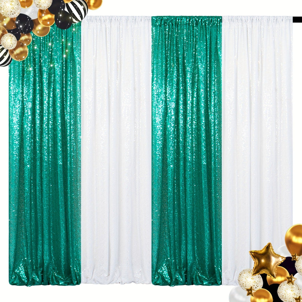 Sequin Backdrop Curtain 4 Panels 2FTx8FT ¨C Shimmer Glitter Background for Wedding Party Photo Booth Decoration