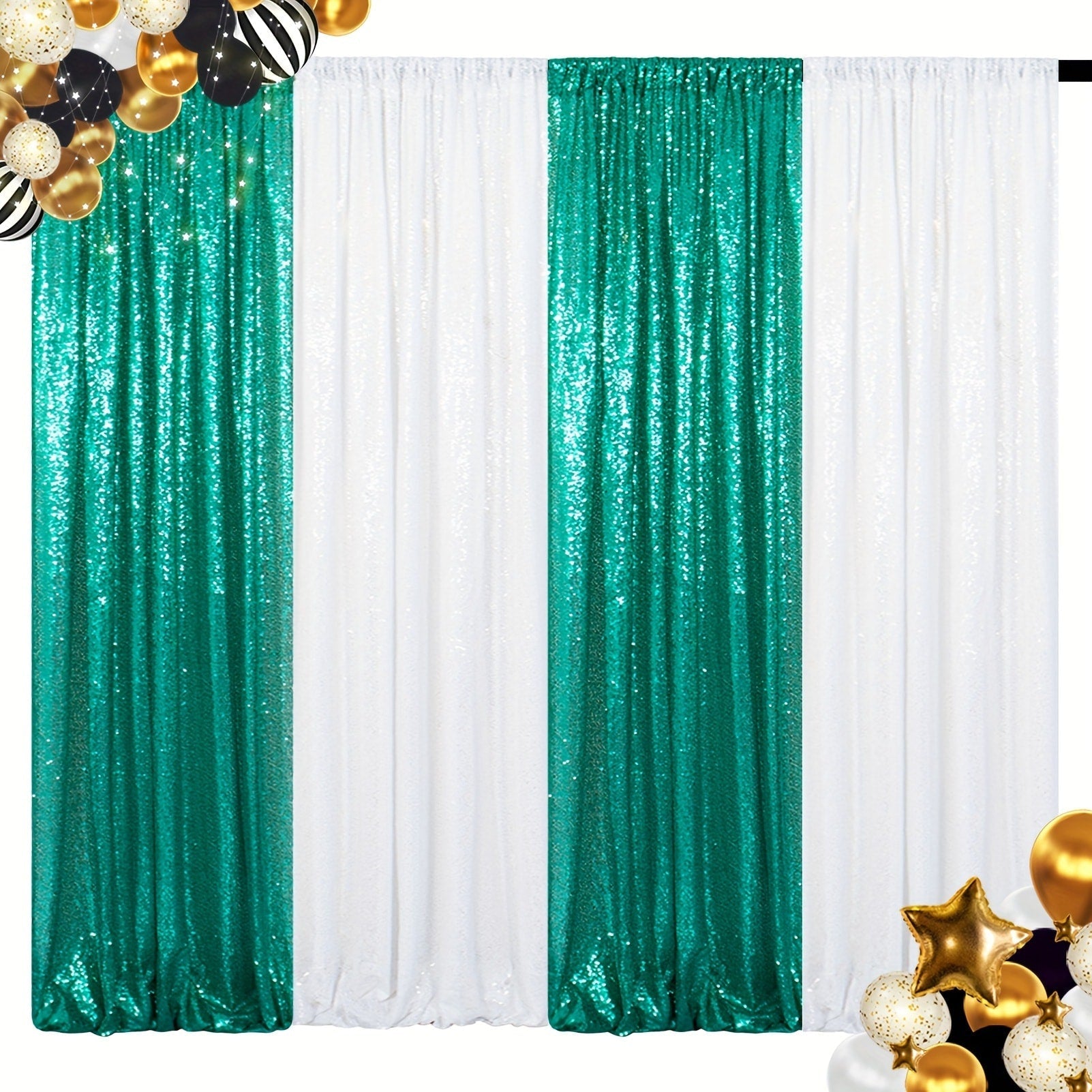 Sequin Backdrop Curtain 4 Panels 2FTx8FT ¨C Shimmer Glitter Background for Wedding Party Photo Booth Decoration