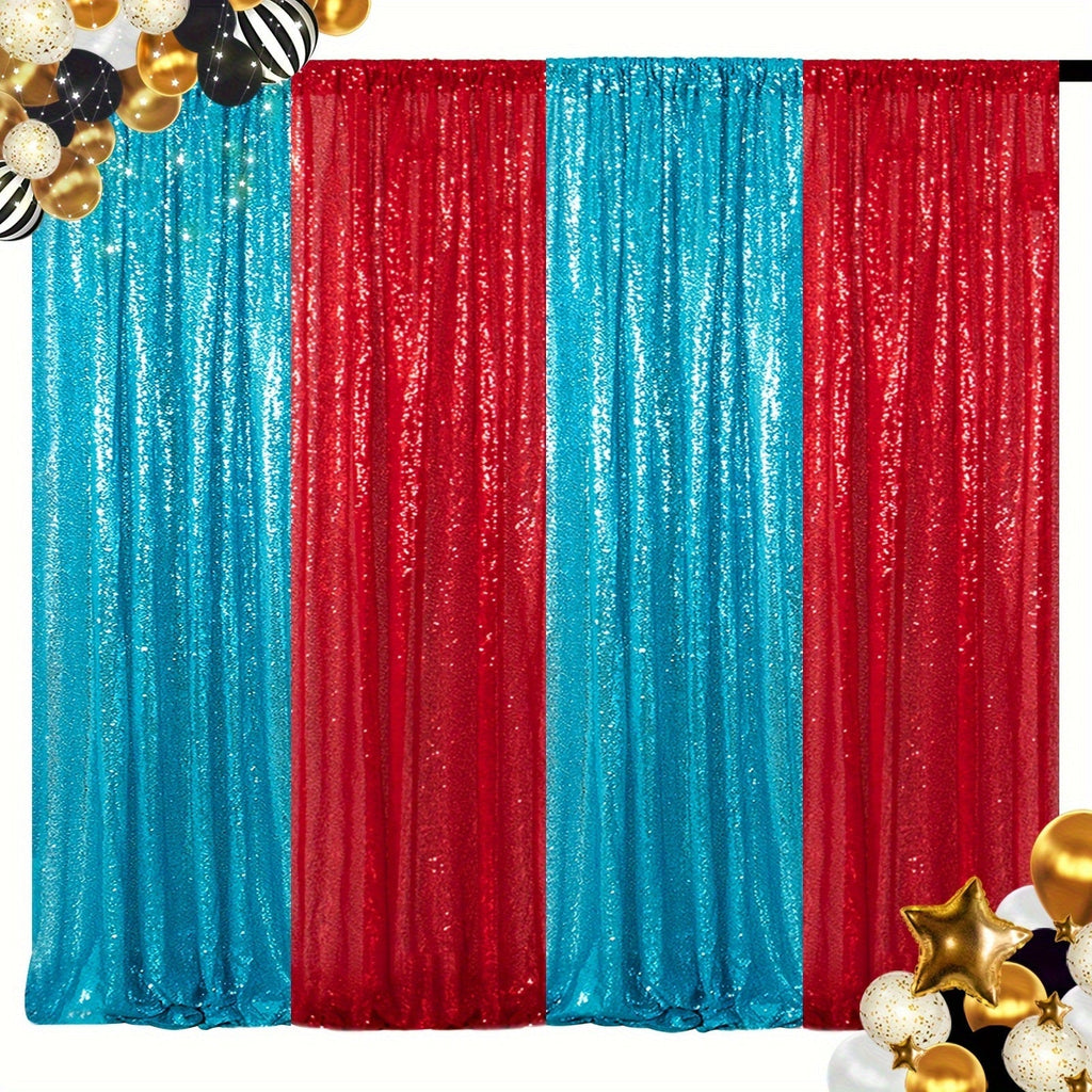 Sequin Backdrop Curtain 4 Panels 2FTx8FT ¨C Shimmer Glitter Background for Wedding Party Photo Booth Decoration