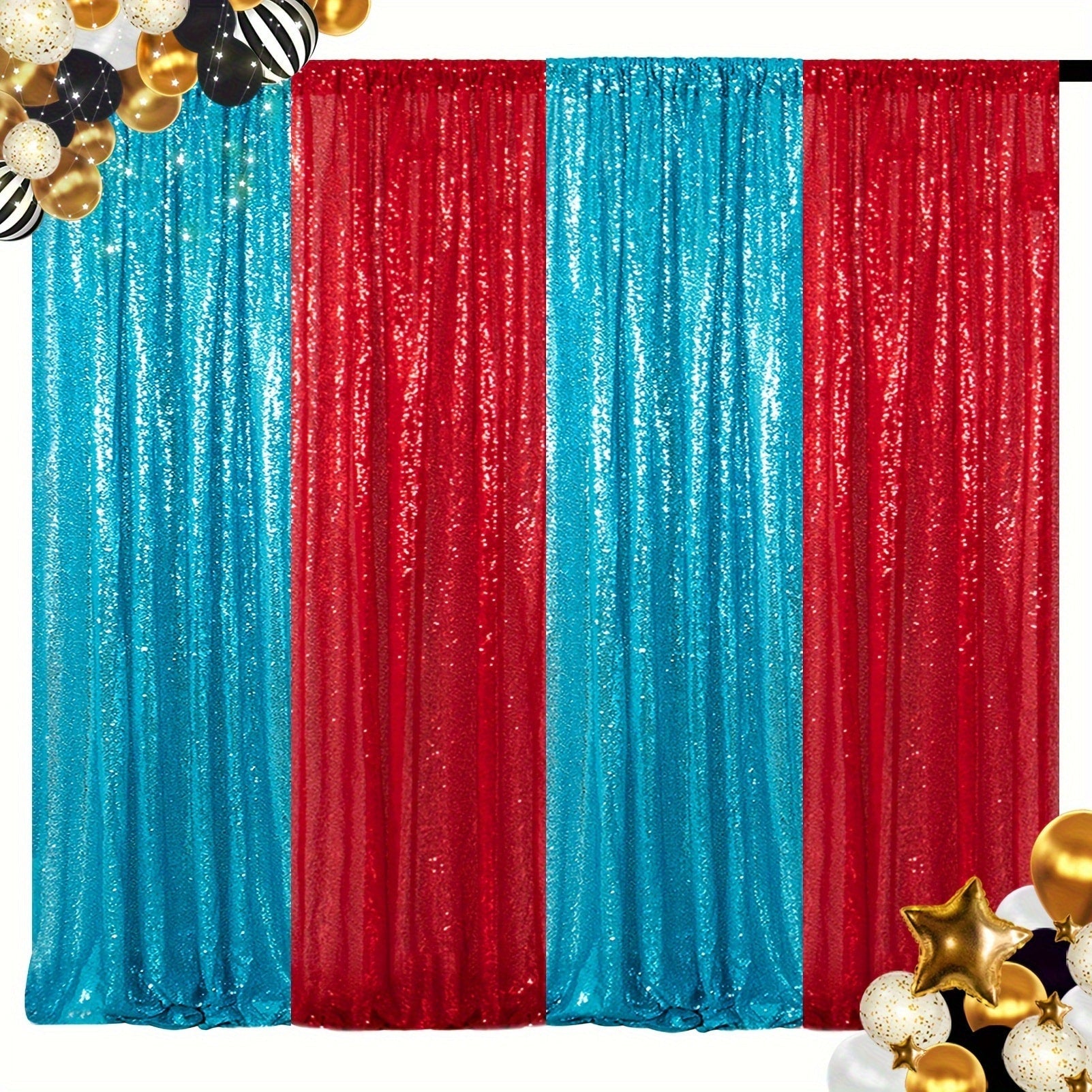Sequin Backdrop Curtain 4 Panels 2FTx8FT ¨C Shimmer Glitter Background for Wedding Party Photo Booth Decoration