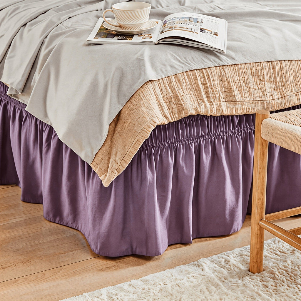 Ruffled Bed Skirt with Adjustable Elastic - Twin Full Queen King, 15-Inch Drop, Machine Washable, 30 Colors