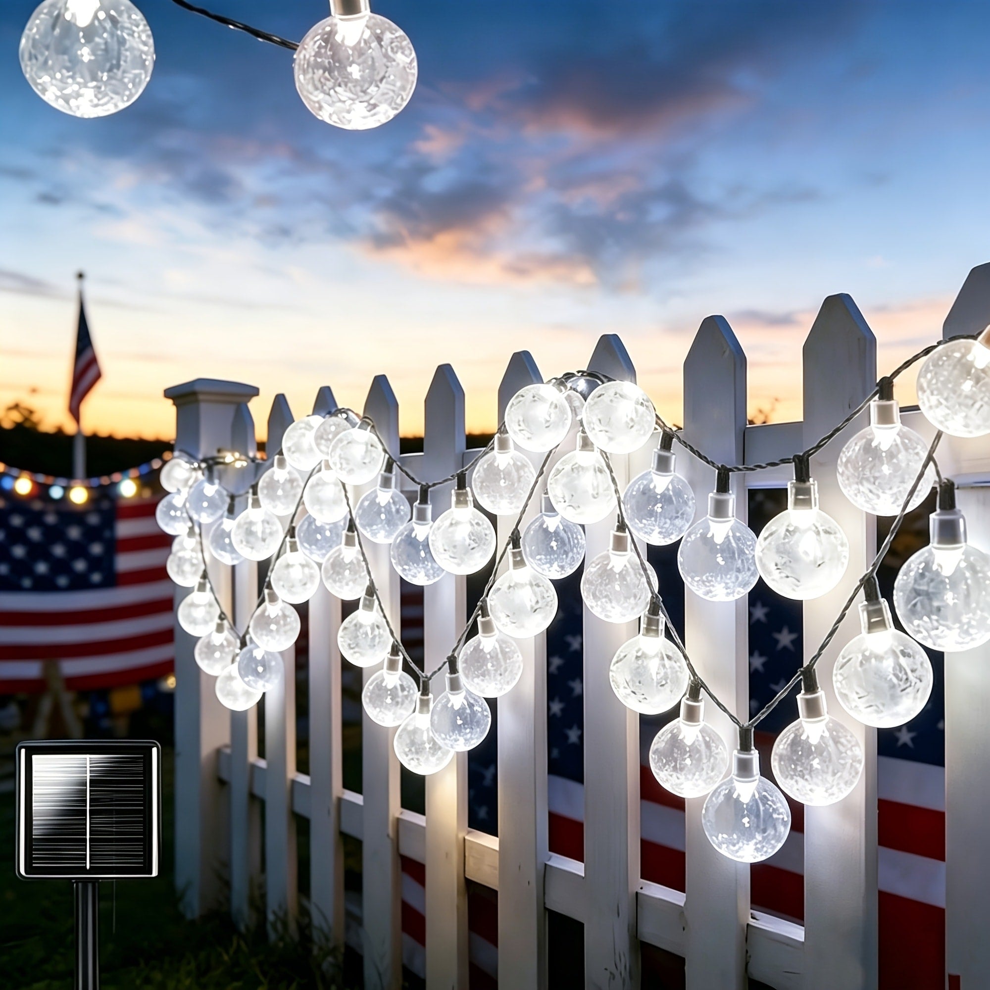 Crystal Ball String Lights 100 LED 39ft, Solar Bubble Ball Fairy Lights with 8 Lighting Modes ¡ª Outdoor Waterproof Decor for Christmas, Halloween, July 4th & Patio | Multi-Color Options