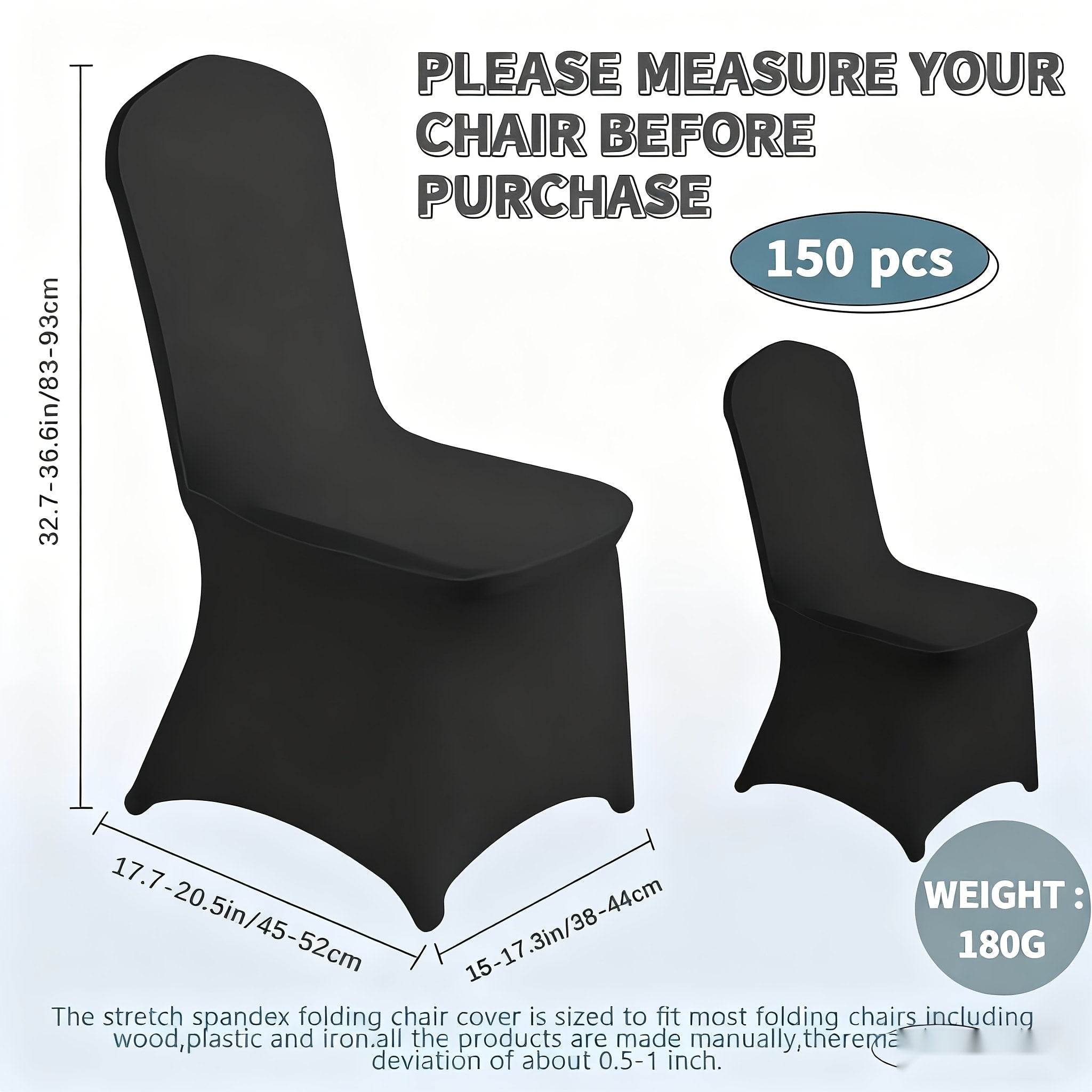 Spandex Chair Covers Bulk, Elastic Stretch Universal Fit Banquet Chair Protectors ¡ª Machine Washable Wedding Chair Covers for Weddings, Parties, Banquets & Events | Black & White | 30-150 Pack