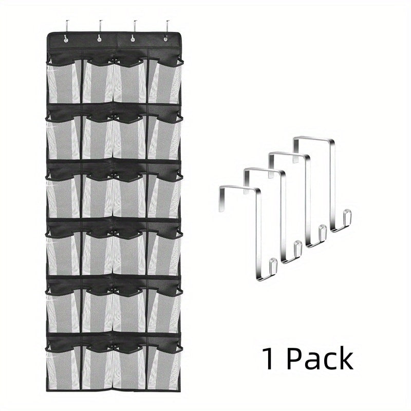 Over Door Shoe Organizer 24 Large Mesh Pockets ¨C Foldable Breathable Hanging Storage Rack, Durable Fabric Closet Hanger for Shoes & Accessories, Space-Saving Door Organization