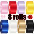 Satin Ribbon 1.5 Inch Wide ¨C 8 Rolls 200 Yards Assorted Colors, Solid Color Silk Ribbon for Gift Wrapping, Hair Bows, Wedding, Party, Christmas & DIY Crafts