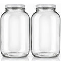 1 Gallon Wide Mouth Glass Jar with Flip Top Lid - Airtight Sealed Storage Jar for Fermentation, Pickling, Canning, Flour & Food Storage, 2 Pack