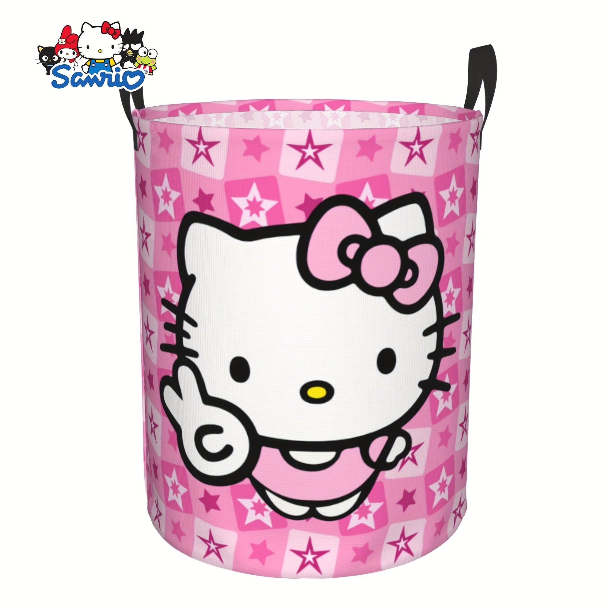 Hello Kitty Collapsible Laundry Basket with Handle - Sanrio Oxford Cloth Foldable Hamper, Portable Storage Bin for Bedroom Bathroom Dorm, Cute Kawaii Laundry Hamper for Girls