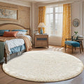Round Faux Fur Area Rug - Soft Plush Circle Carpet for Living Room Bedroom, Machine Washable, Multiple Colors & Sizes