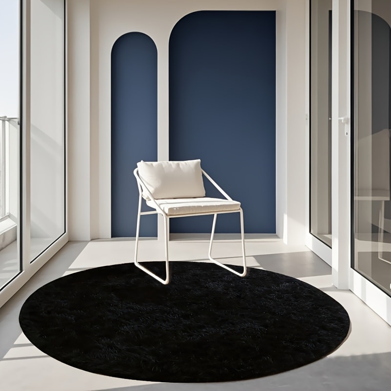 Round Faux Fur Area Rug - Soft Plush Circle Carpet for Living Room Bedroom, Machine Washable, Multiple Colors & Sizes
