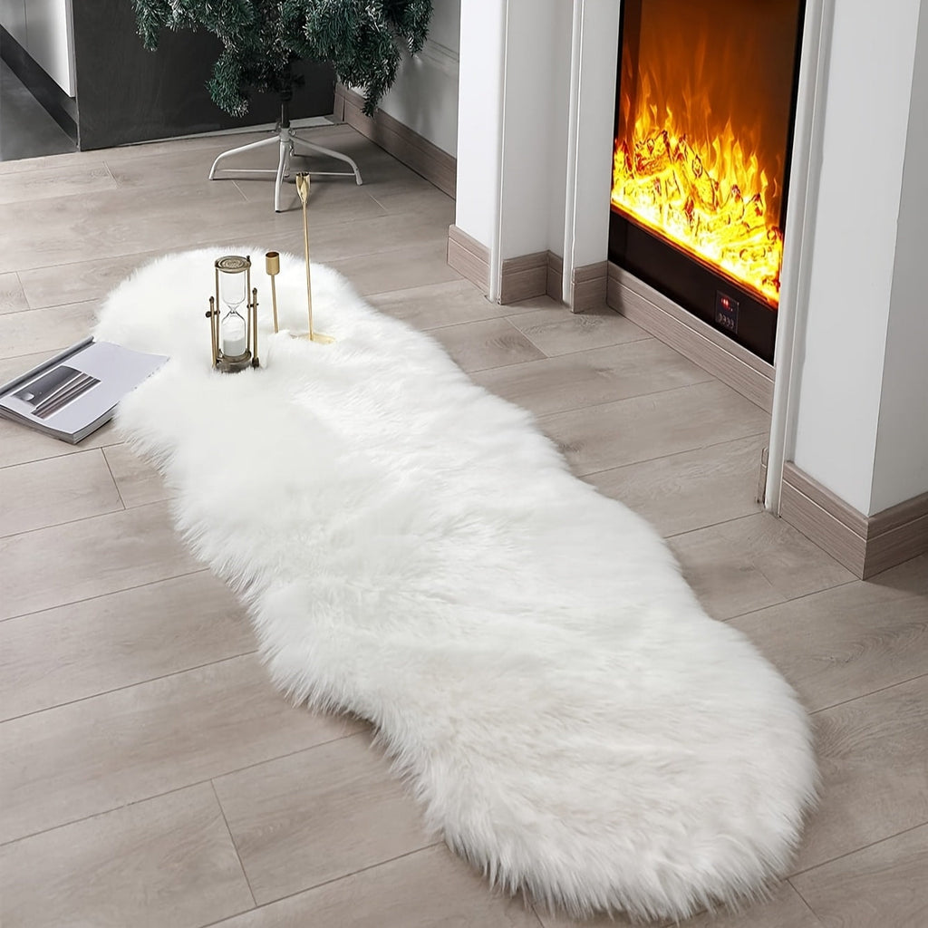 Soft Fluffy Wavy Area Rug Imitation Plush Carpet for Living Room Bedroom Modern Decorative Non-Slip Floor Mat Multi-Size Options