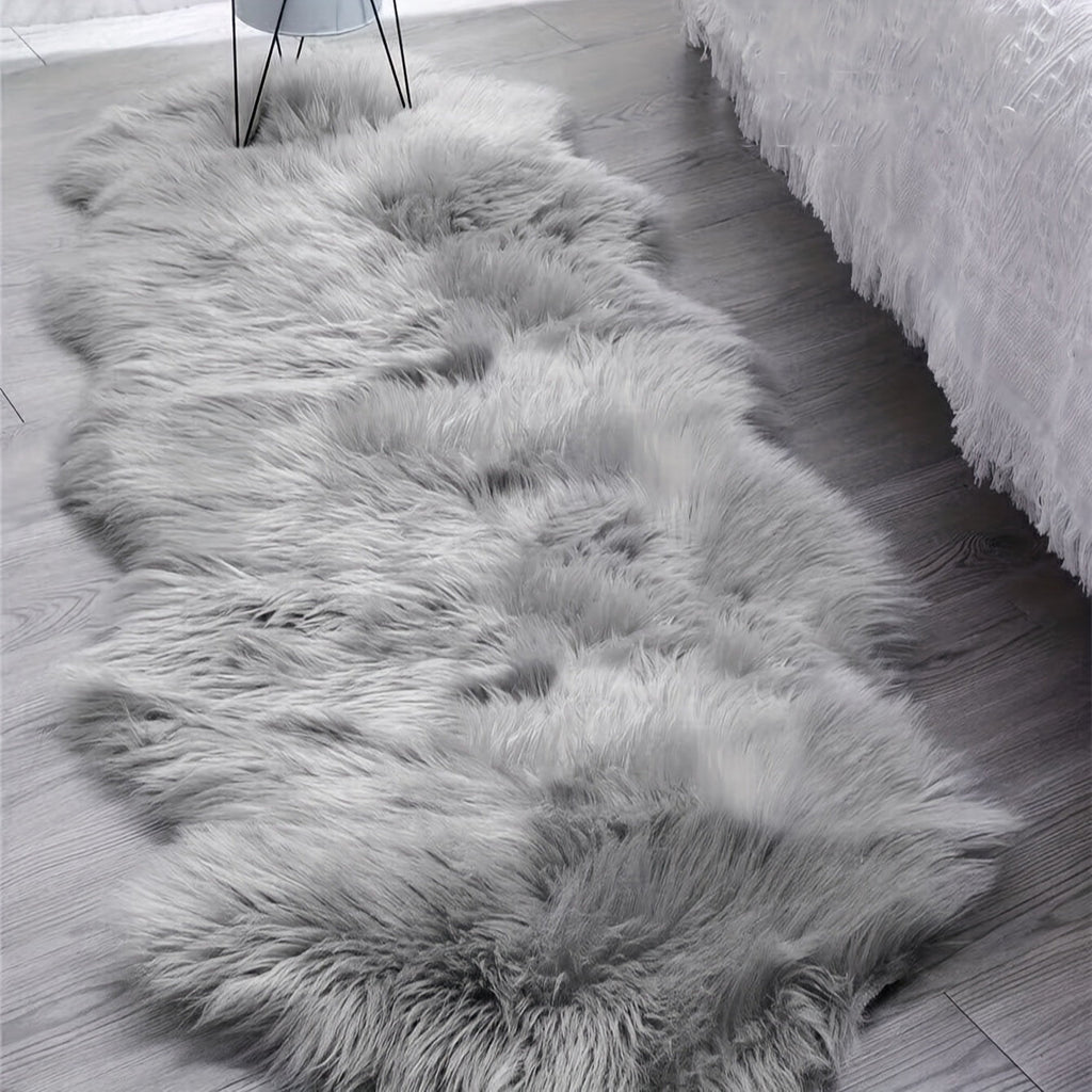 Soft Fluffy Wavy Area Rug Imitation Plush Carpet for Living Room Bedroom Modern Decorative Non-Slip Floor Mat Multi-Size Options