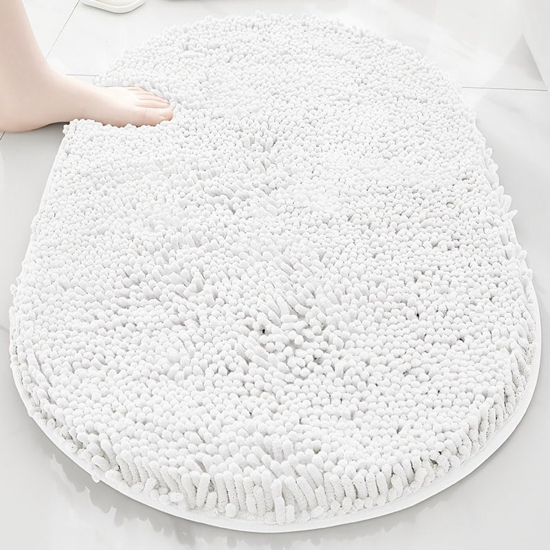 Chenille Bath Mat Non-Slip Super Absorbent Oval Bathroom Rug Soft Plush Carpet for Bathroom Kitchen Bedroom Entryway Indoor Outdoor Pet Dog Mat Machine Washable Multi-Color Multi-Size