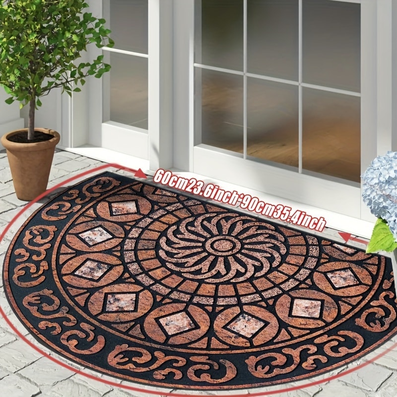 Outdoor Door Mat Heavy Duty Non-Slip Welcome Mat for Front Door Entrance Patio Porch, Durable Low-Profile Rug, Multiple Colors & Sizes, Light Blue Brown Dark Blue Gray Rainbow