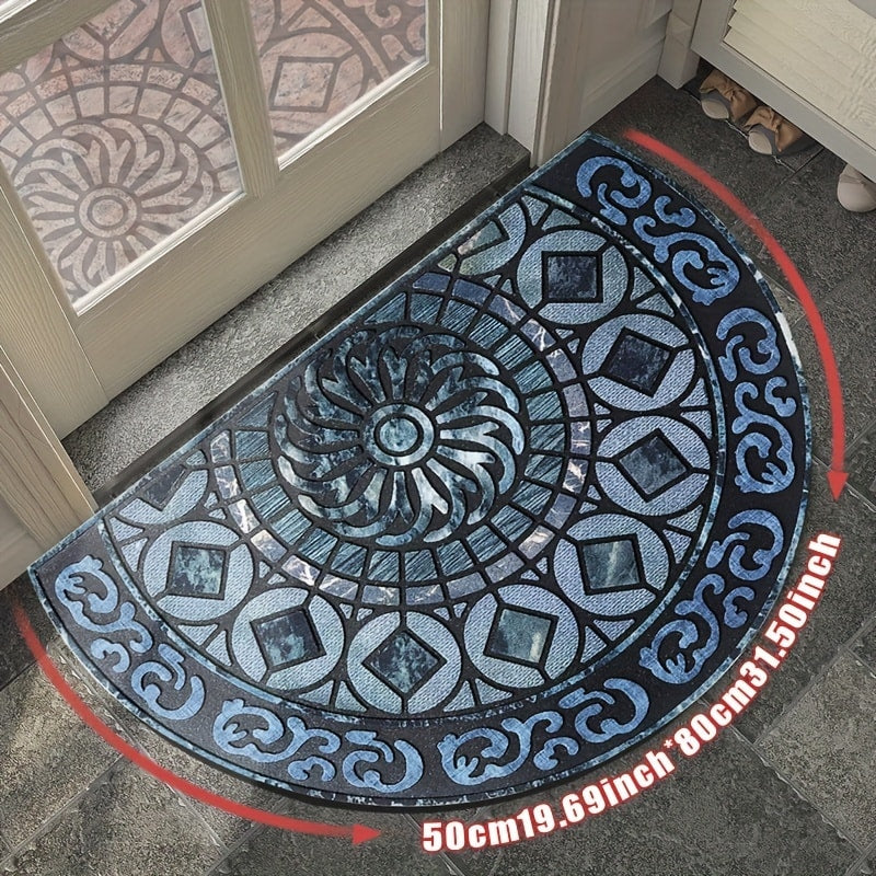Outdoor Door Mat Heavy Duty Non-Slip Welcome Mat for Front Door Entrance Patio Porch, Durable Low-Profile Rug, Multiple Colors & Sizes, Light Blue Brown Dark Blue Gray Rainbow
