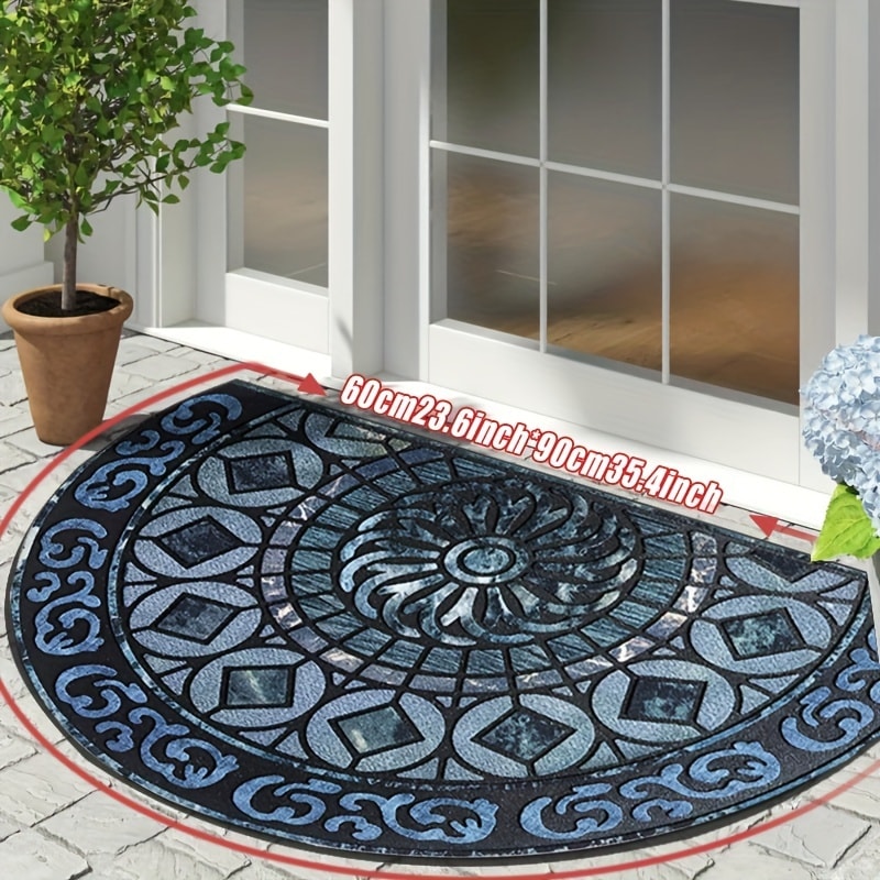 Outdoor Door Mat Heavy Duty Non-Slip Welcome Mat for Front Door Entrance Patio Porch, Durable Low-Profile Rug, Multiple Colors & Sizes, Light Blue Brown Dark Blue Gray Rainbow