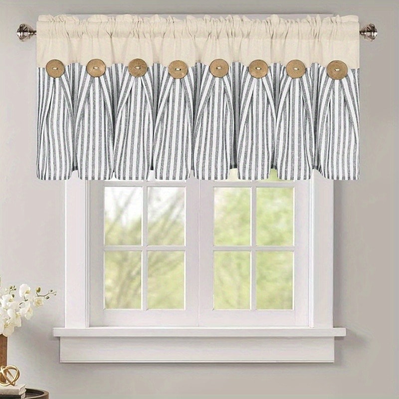 Bohemian Striped Patchwork Curtains, Semi-Sheer Rod Pocket Window Curtains for Bedroom Living Room Kitchen Cafe, Country Cottage Style, 1 or 2 Panels, Multiple Colors & Sizes