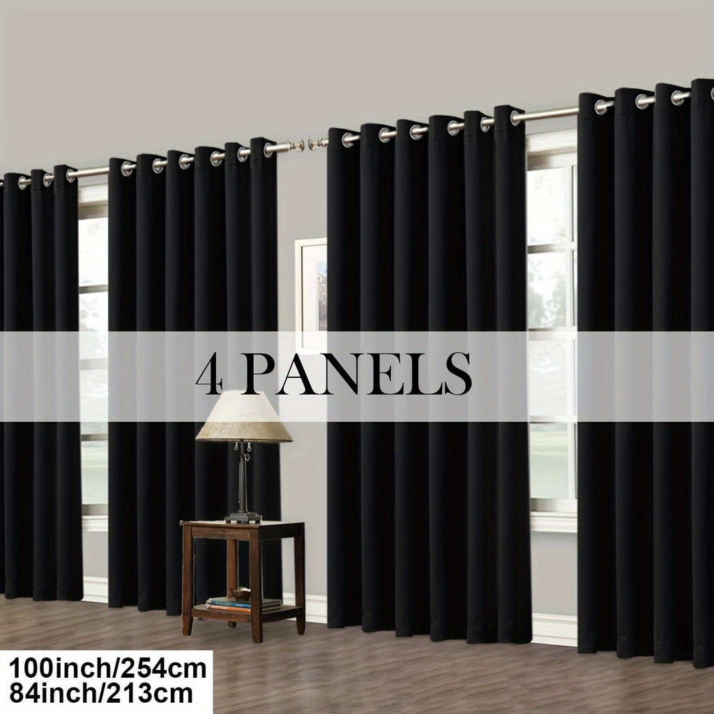 Blackout Curtains Grommet Top Room Darkening Window Drapes 4 Panels Set Living Room Bedroom