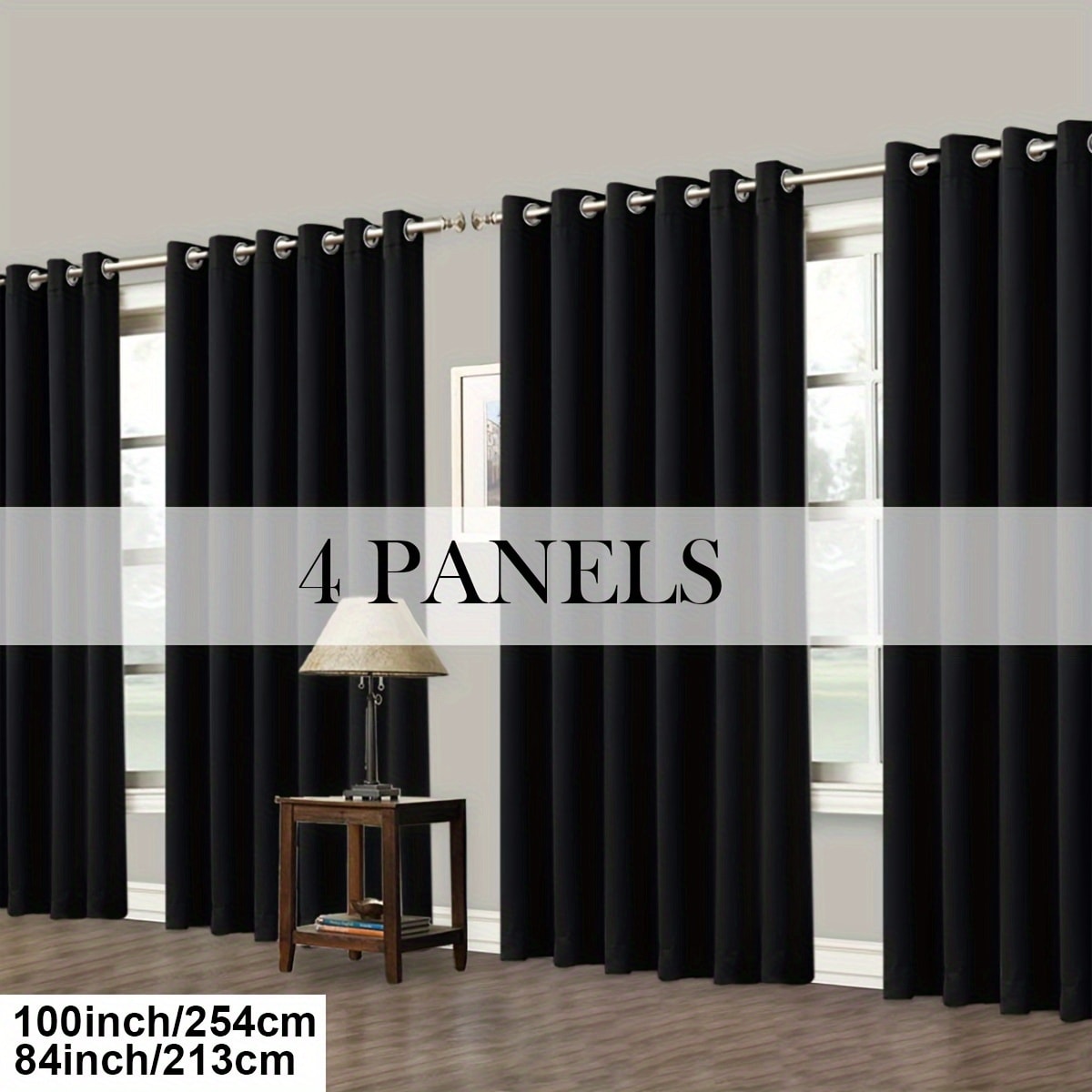 Blackout Curtains Grommet Top Room Darkening Window Drapes 4 Panels Set Living Room Bedroom