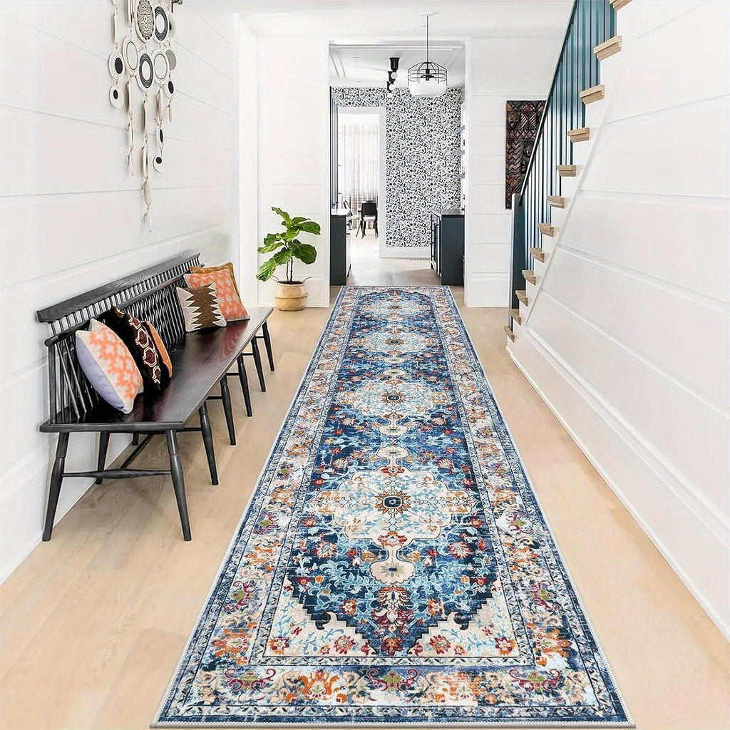 Runner Rug Boho Hallway Rug Machine Washable Non-Slip Vintage Farmhouse Accent Area Rug for Entryway Kitchen Living Room Bedroom Laundry Room - 2x6 2x8 2x10 Carpet Mat