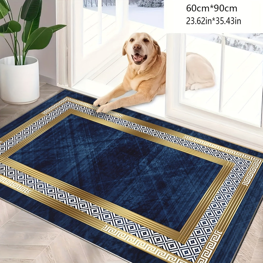 Area Rug Luxury Imitation Cashmere Machine Washable Non-Slip Plaid Checkered for Living Room Bedroom Dining Room Home Office Outdoor Camping