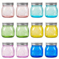 Mason Jars 8oz 12-Pack Colored Airtight Canning Jars with Metal Lids Regular Mouth for Jam Honey Pickling Spices Wedding Favors Pantry Storage