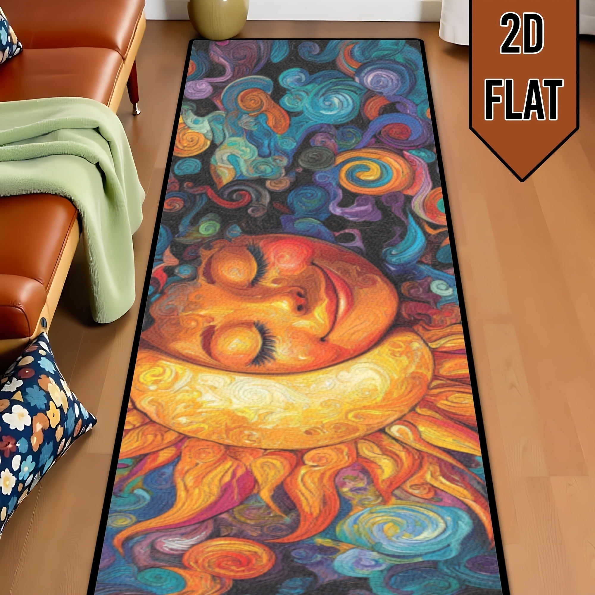 Boho Runner Rug Mandala Non-Slip Washable Soft Polyester Kitchen Hallway Mat Sun Totem Colorful Pattern Living Room Bathroom 5 Designs