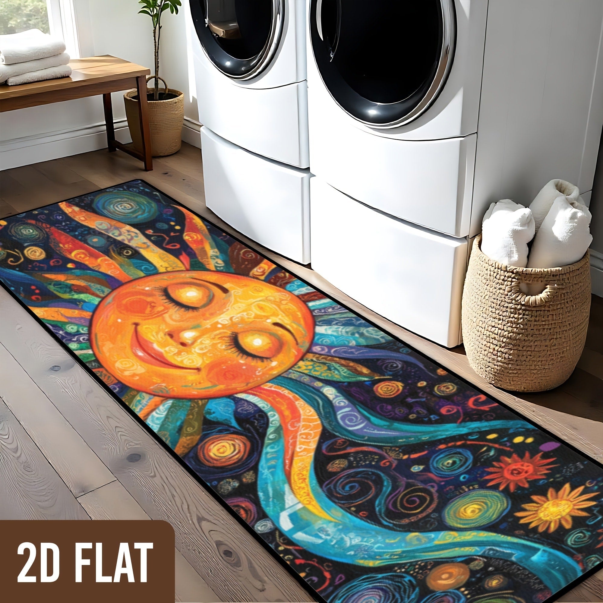 Boho Runner Rug Mandala Non-Slip Washable Soft Polyester Kitchen Hallway Mat Sun Totem Colorful Pattern Living Room Bathroom 5 Designs
