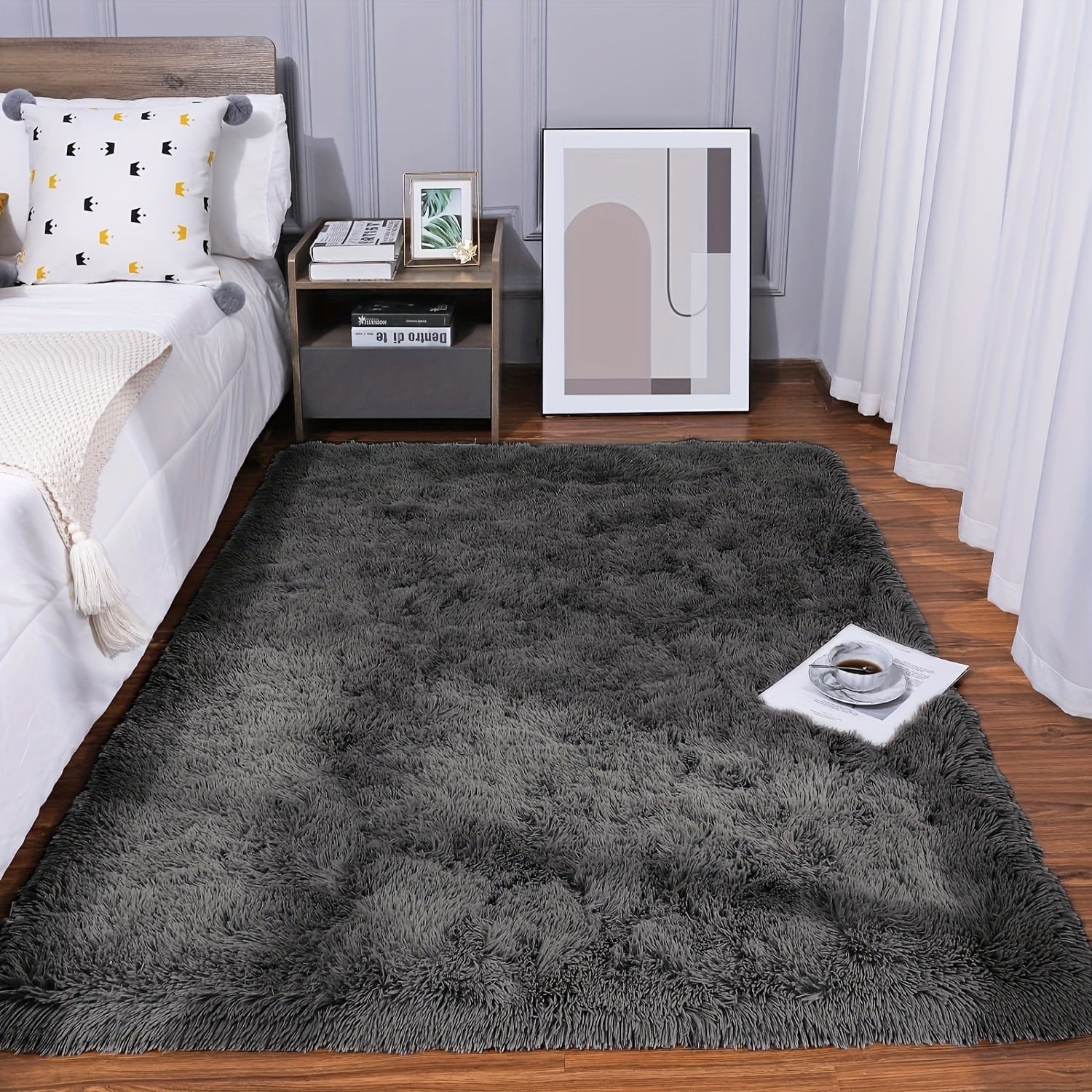 Shaggy Area Rug Soft Plush Fuzzy Carpet Non-Slip Tie-Dye Design for Bedroom Living Room Nursery Dorm ¡ª Pet Friendly Machine Washable Multiple Sizes & Colors
