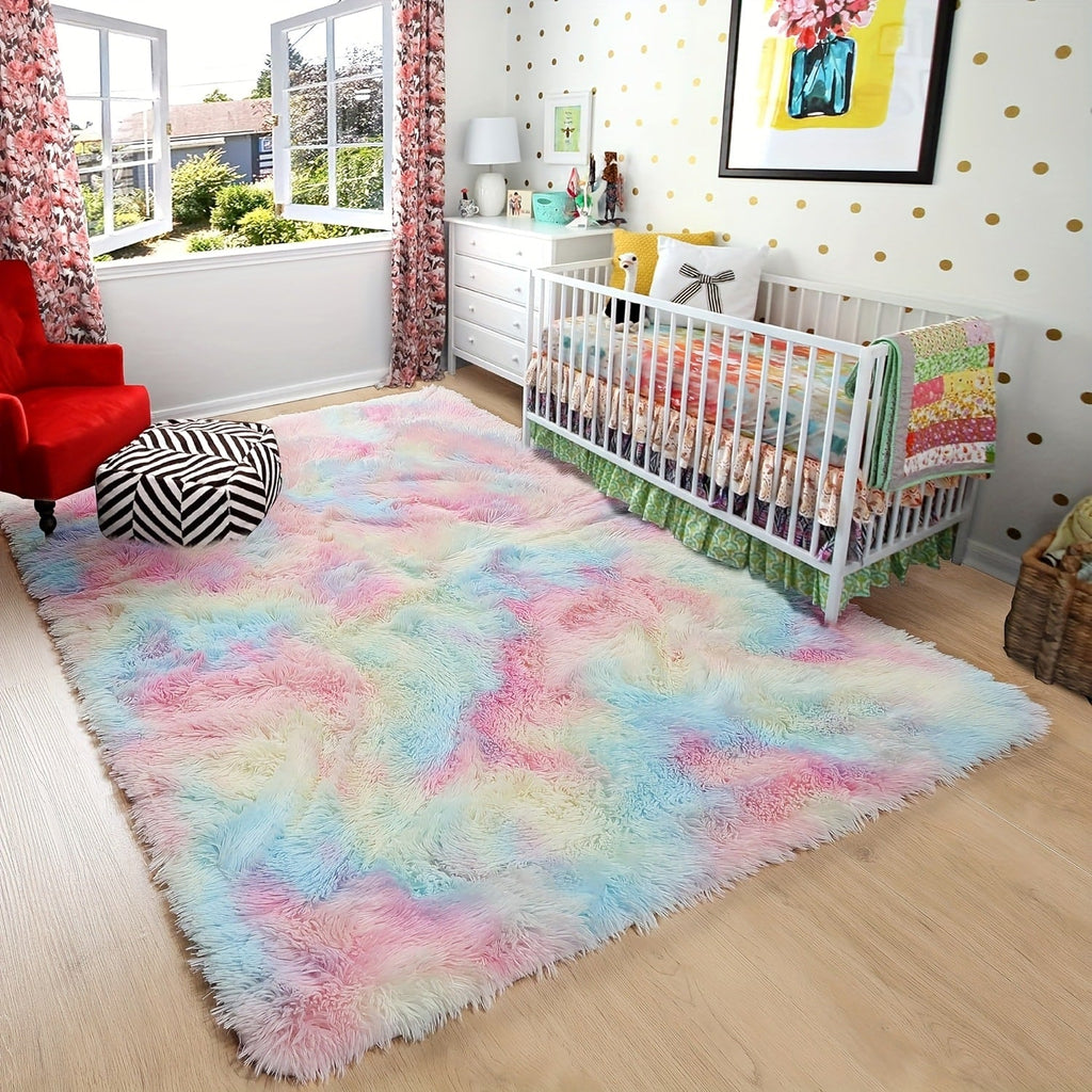 Shaggy Area Rug Soft Plush Fuzzy Carpet Non-Slip Tie-Dye Design for Bedroom Living Room Nursery Dorm ¡ª Pet Friendly Machine Washable Multiple Sizes & Colors