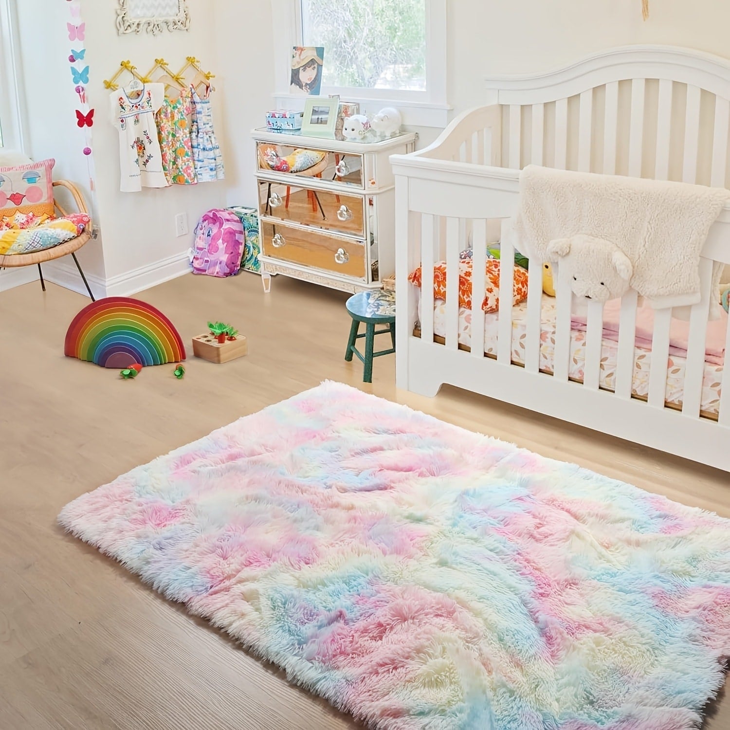 Shaggy Area Rug Soft Plush Fuzzy Carpet Non-Slip Tie-Dye Design for Bedroom Living Room Nursery Dorm ¡ª Pet Friendly Machine Washable Multiple Sizes & Colors