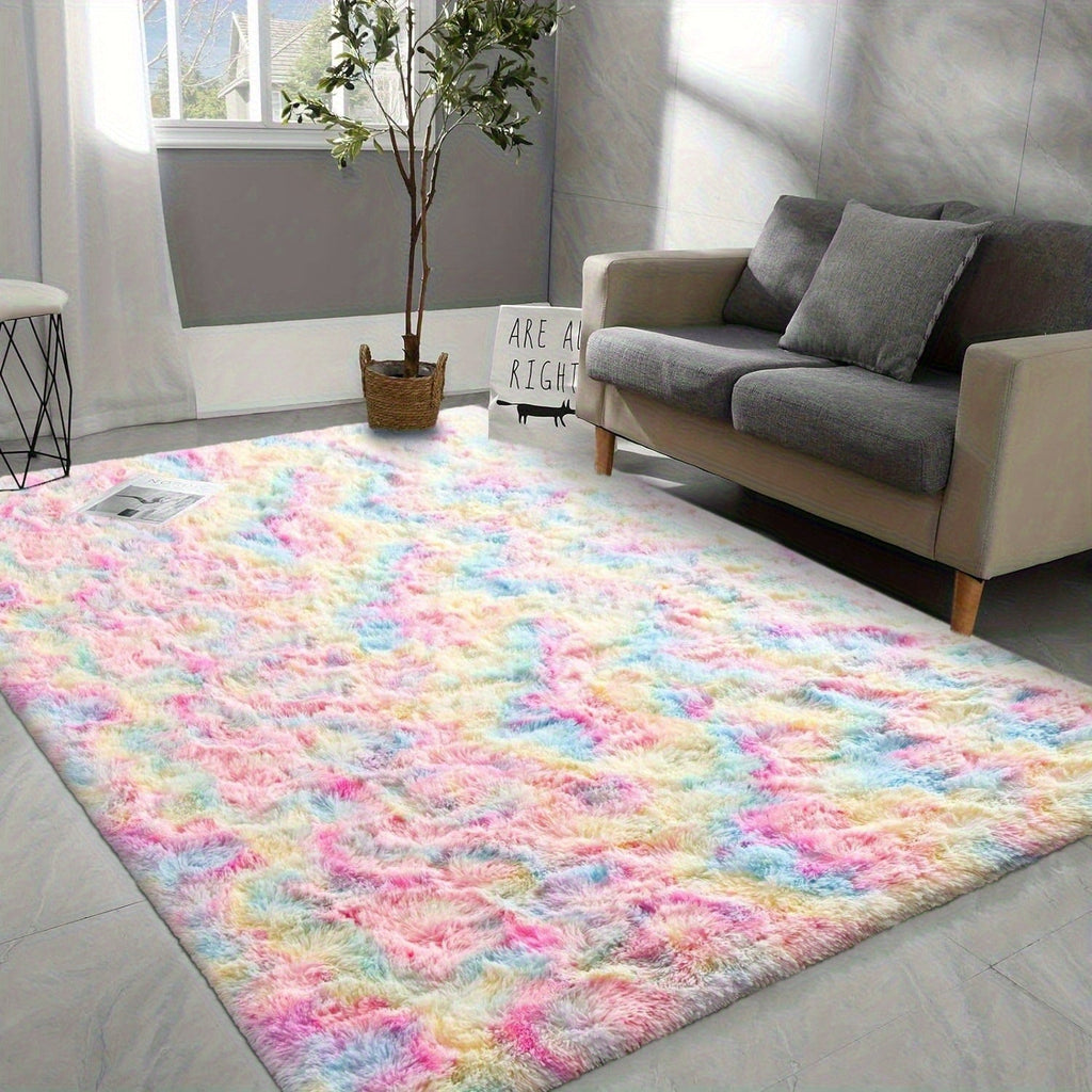 Shaggy Area Rug Soft Plush Fuzzy Carpet Non-Slip Tie-Dye Design for Bedroom Living Room Nursery Dorm ¡ª Pet Friendly Machine Washable Multiple Sizes & Colors