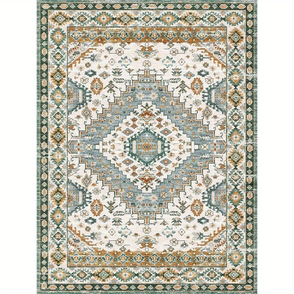 Area Rug Boho Vintage Washable Non-Slip Rug for Living Room Bedroom Traditional Woven Carpet Home Decor