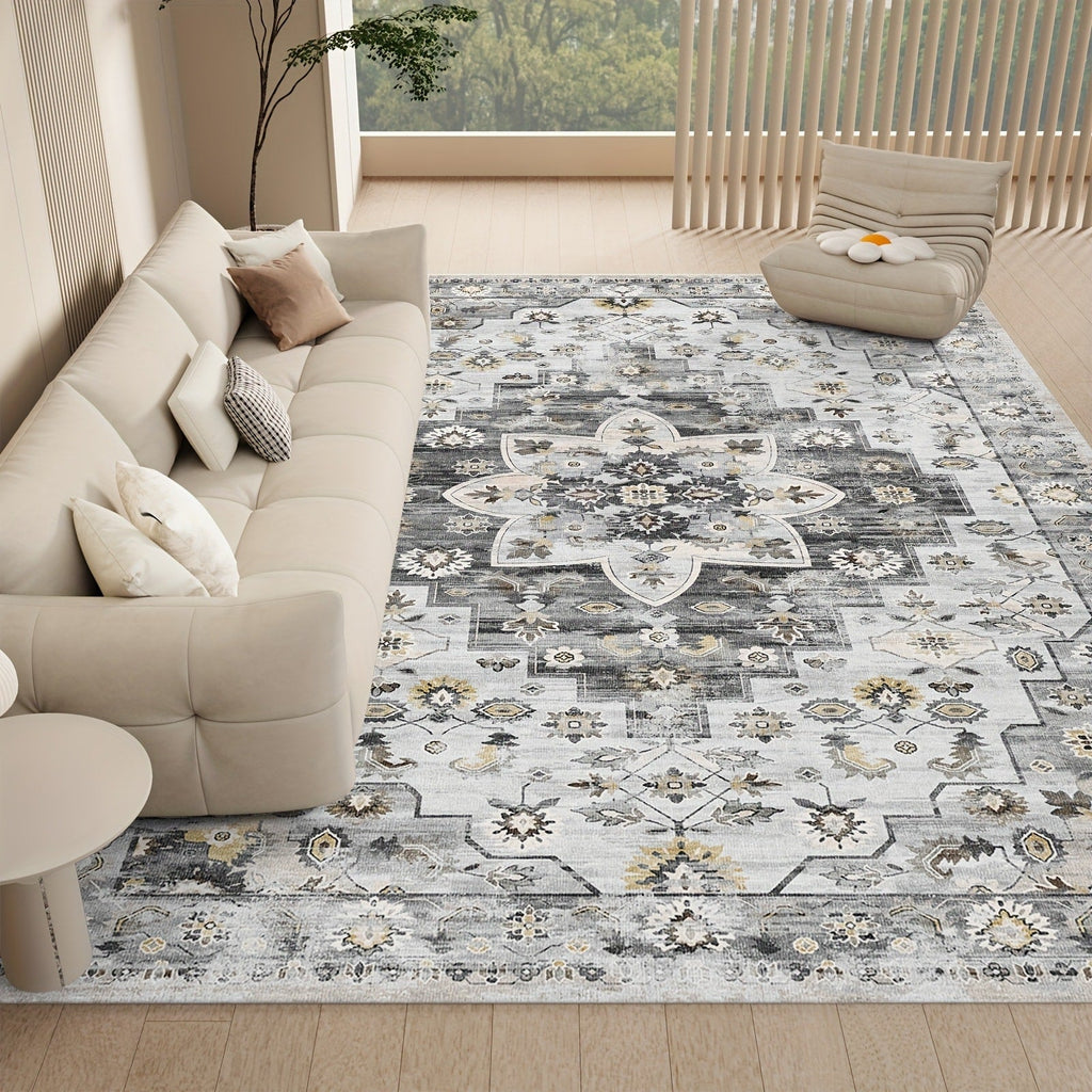 Area Rug Boho Vintage Washable Non-Slip Rug for Living Room Bedroom Traditional Woven Carpet Home Decor