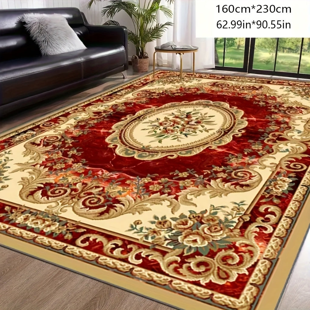 Red Imitation Cashmere Anti-Slip Washable Area Rug for Living Room Bedroom Dining Room Home Office Outdoor