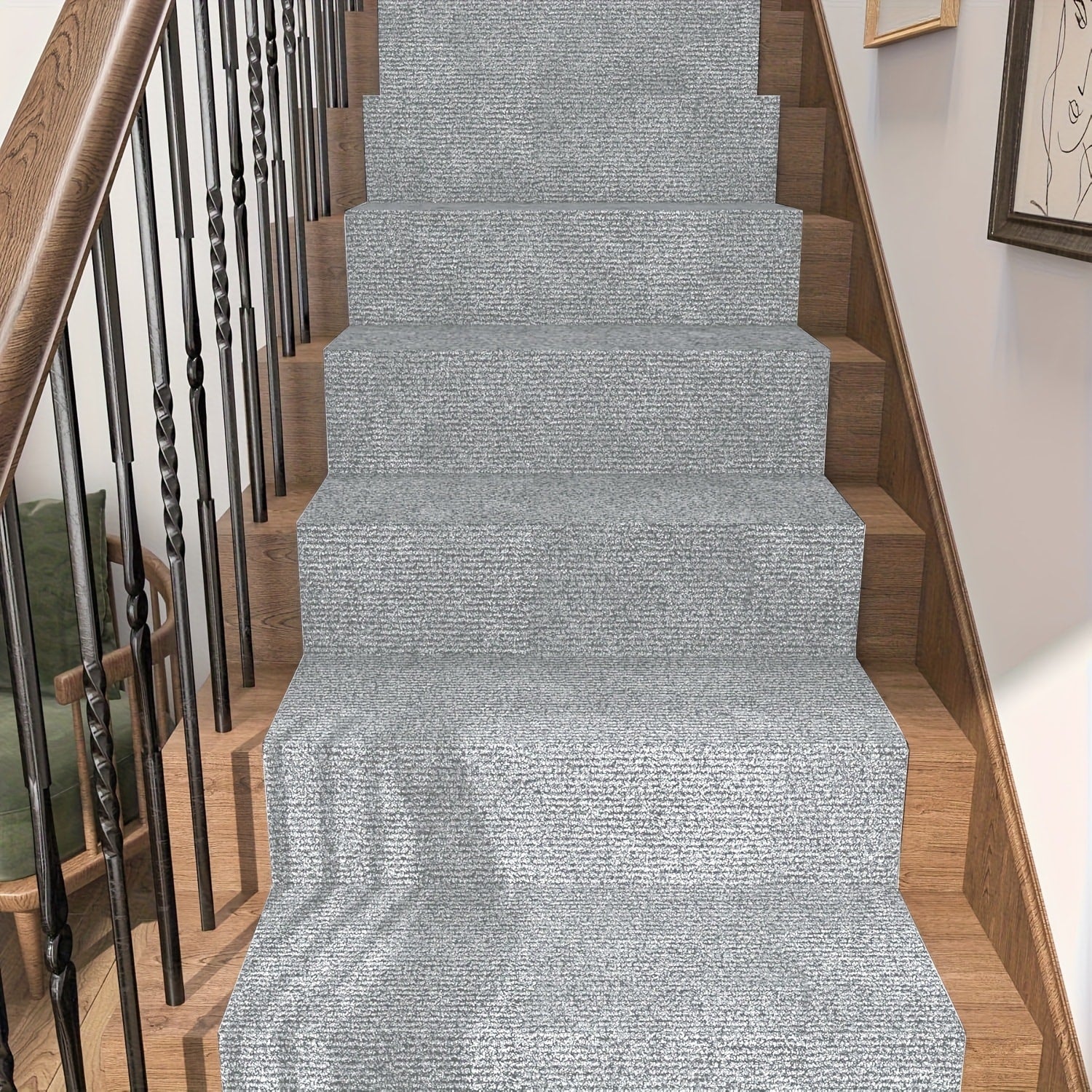 Non-Slip Runner Rug Self-Adhesive Carpet Strip Mat | Machine Washable Hallway Kitchen Stair Mat with Rubber Backing | Cat Scratch Protector Floor Covering
