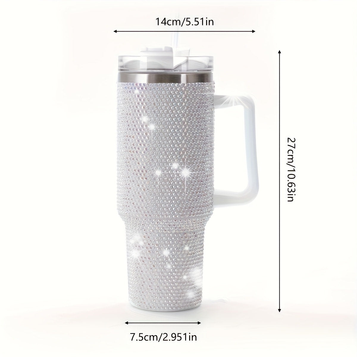 40oz Rhinestone Tumbler Insulated Stainless Steel Travel Cup - Diamond Glitter Design, Hot & Cold Drinks, Multiple Colors, Birthday Christmas Gift
