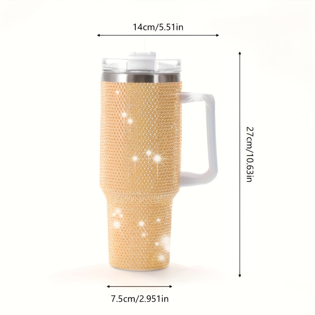 40oz Rhinestone Tumbler Insulated Stainless Steel Travel Cup - Diamond Glitter Design, Hot & Cold Drinks, Multiple Colors, Birthday Christmas Gift