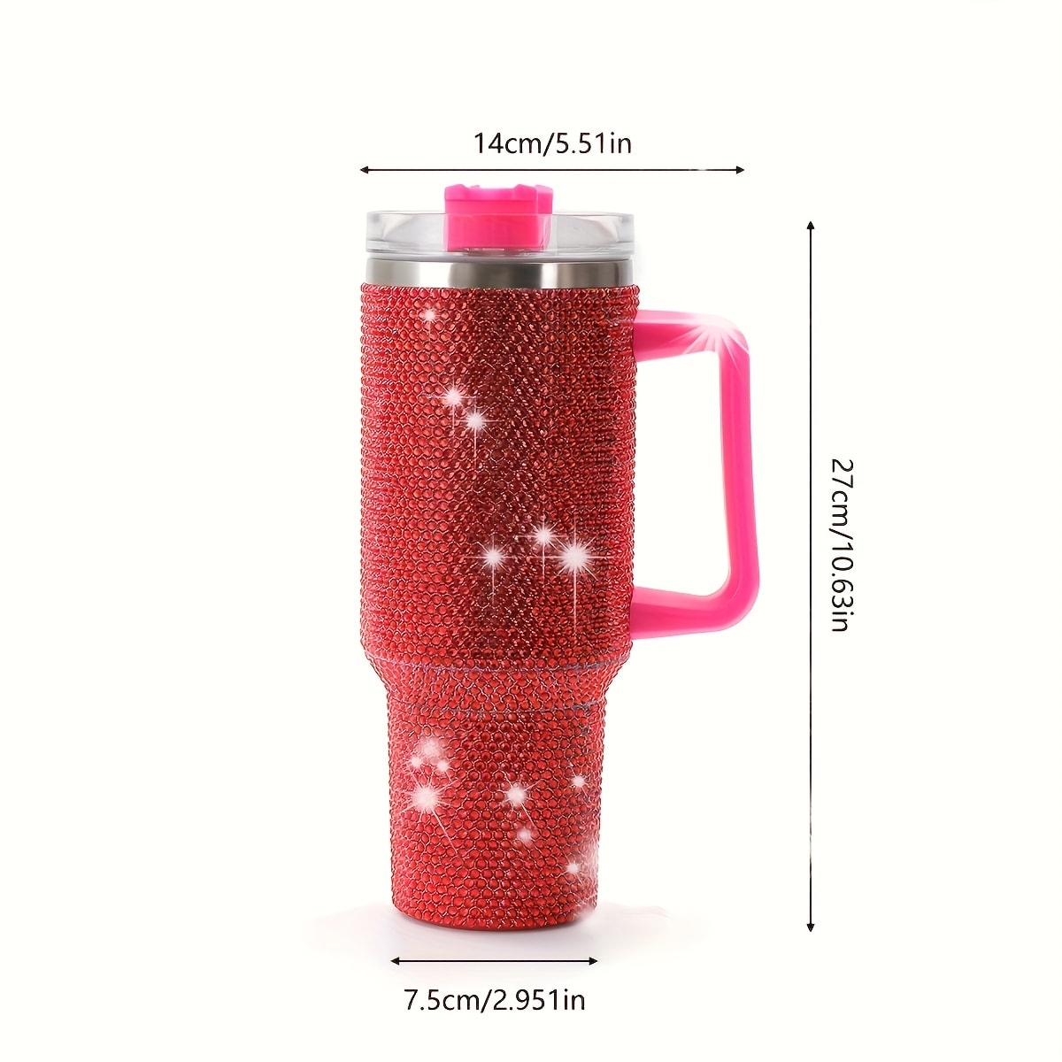 40oz Rhinestone Tumbler Insulated Stainless Steel Travel Cup - Diamond Glitter Design, Hot & Cold Drinks, Multiple Colors, Birthday Christmas Gift