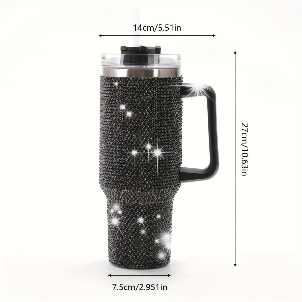 40oz Rhinestone Tumbler Insulated Stainless Steel Travel Cup - Diamond Glitter Design, Hot & Cold Drinks, Multiple Colors, Birthday Christmas Gift