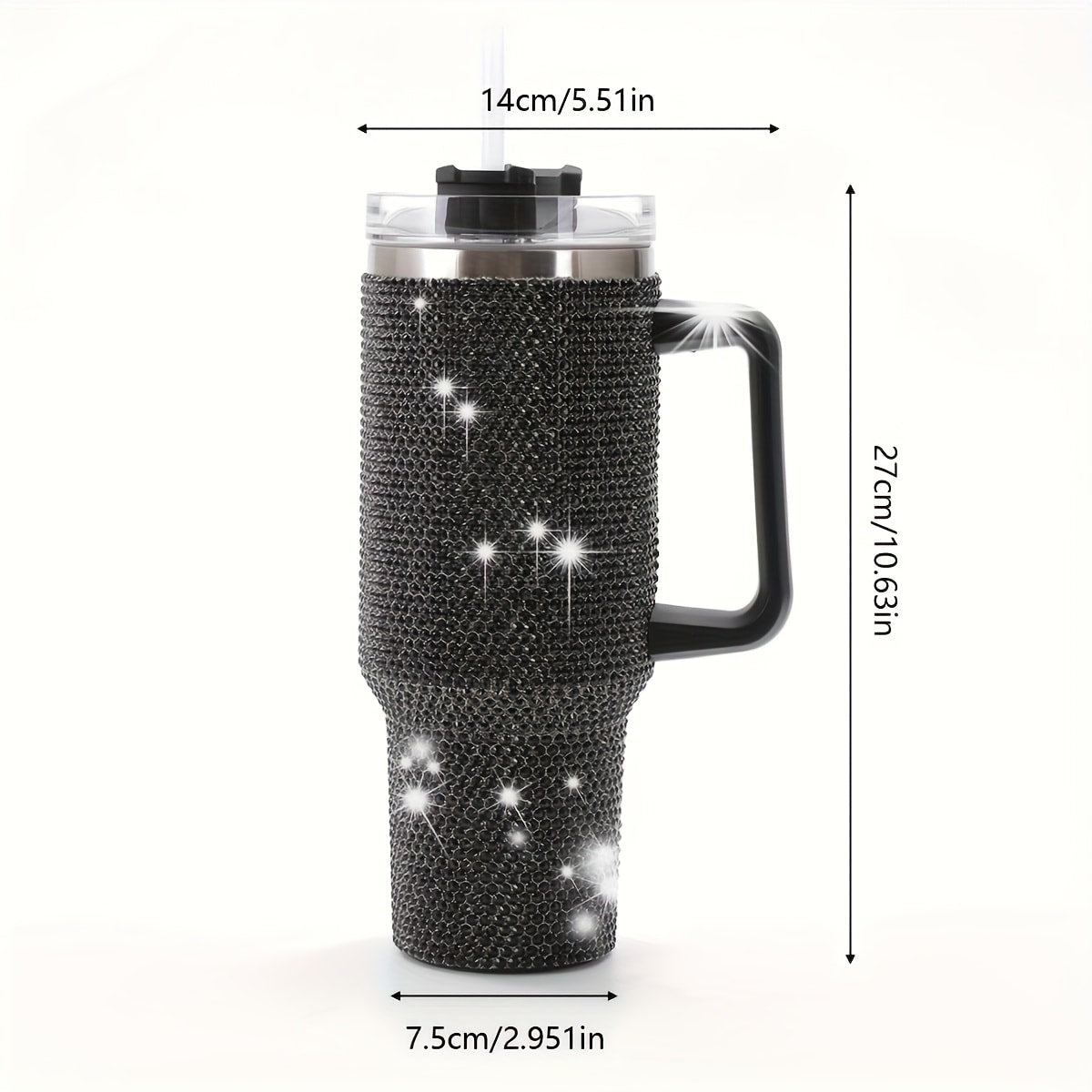40oz Rhinestone Tumbler Insulated Stainless Steel Travel Cup - Diamond Glitter Design, Hot & Cold Drinks, Multiple Colors, Birthday Christmas Gift