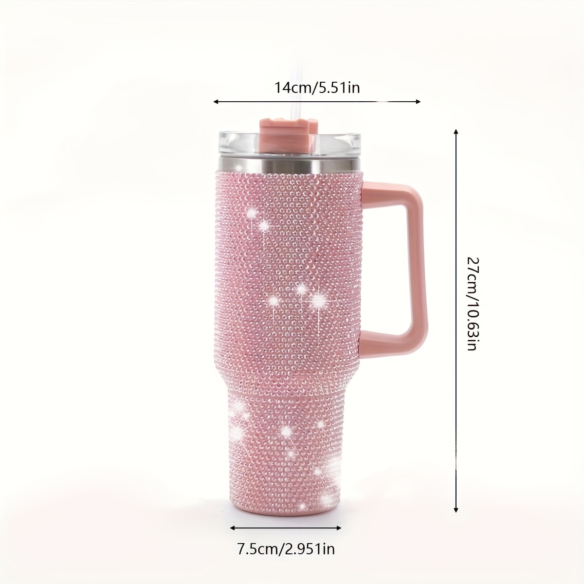 40oz Rhinestone Tumbler Insulated Stainless Steel Travel Cup - Diamond Glitter Design, Hot & Cold Drinks, Multiple Colors, Birthday Christmas Gift