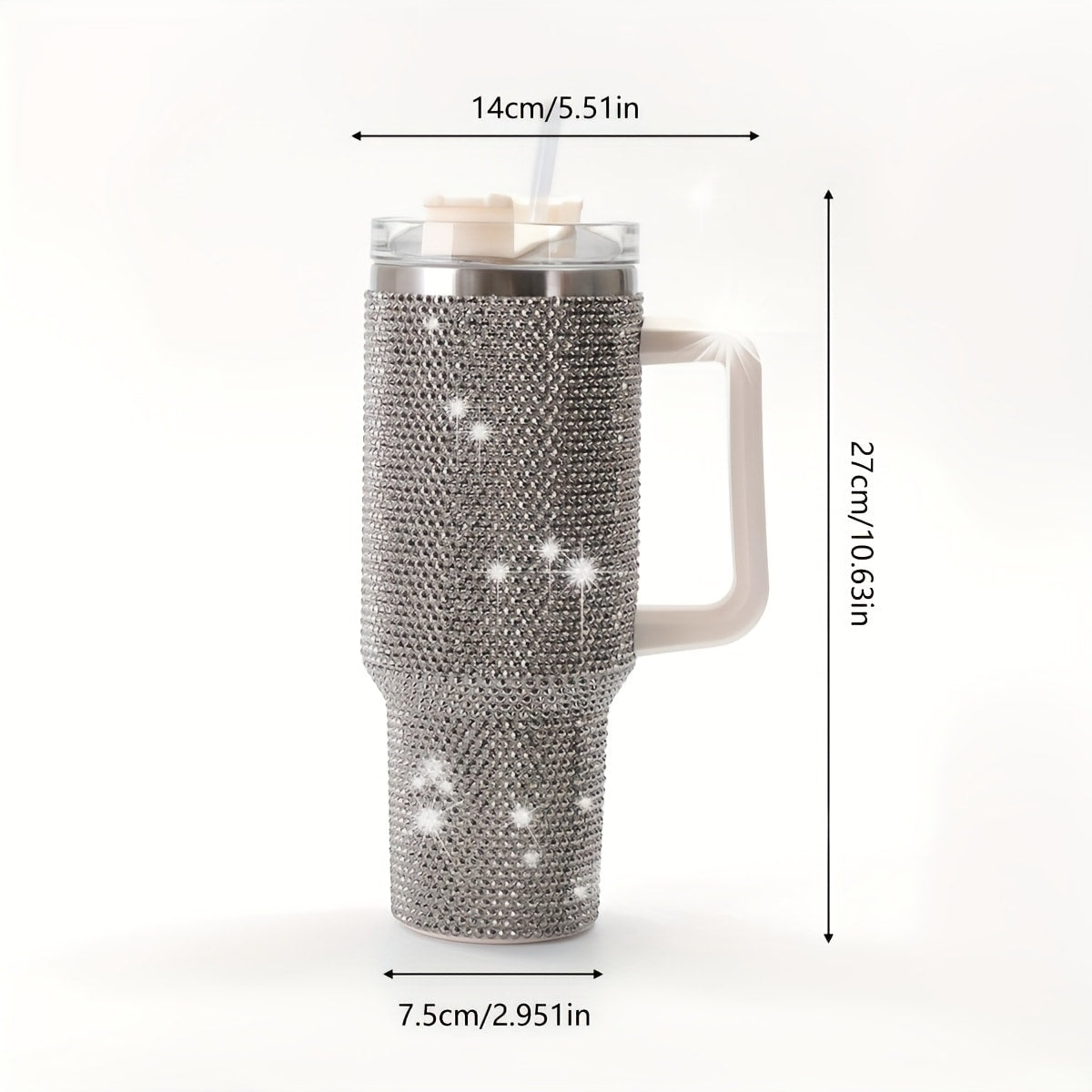 40oz Rhinestone Tumbler Insulated Stainless Steel Travel Cup - Diamond Glitter Design, Hot & Cold Drinks, Multiple Colors, Birthday Christmas Gift