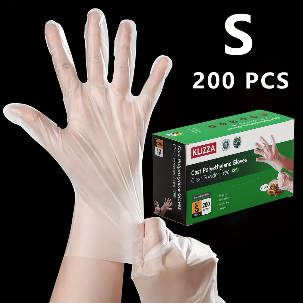 Clear Poly Disposable Gloves 200/1000PCS Oil Resistant Food Safe Cooking Cleaning Gloves S M XL