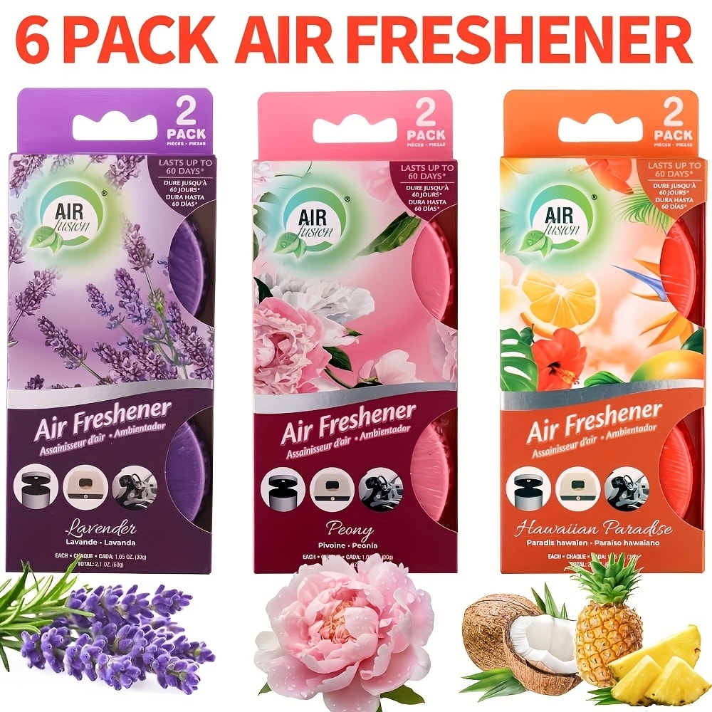 Air Freshener Spray 6 Pack Odor Eliminator for Bathroom Kitchen Car Cat Litter Box Garbage Can Small Spaces Lasts 30 Days Each