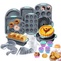 Silicone Bakeware Set with Cake Molds, Muffin Pan, Donut Pan, Baking Sheet, Baking Cups & Measuring Cups Spoons, Complete Nonstick Silicone Baking Set for Oven, 45-Piece 53-Piece or 83-Piece Options
