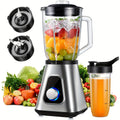 Countertop Blender with 52oz Glass Jar & 22oz Travel Cup ¨C 3-Speed Smoothie Blender for Frozen Fruit Drinks, Shakes & Sauces, Powerful Motor, BPA-Free, Silver