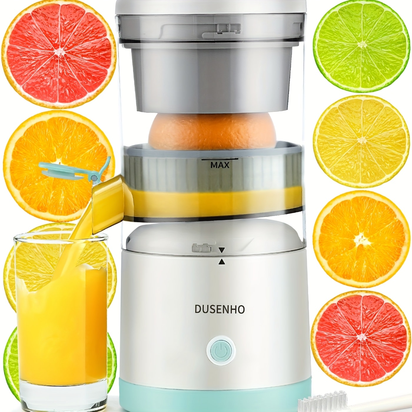 Electric Citrus Juicer Rechargeable USB-C ¨C Portable Electric Orange Juicer Machine with 45W Motor, BPA-Free, Quiet Operation, Cleaning Brush Included, for Orange Lemon Lime