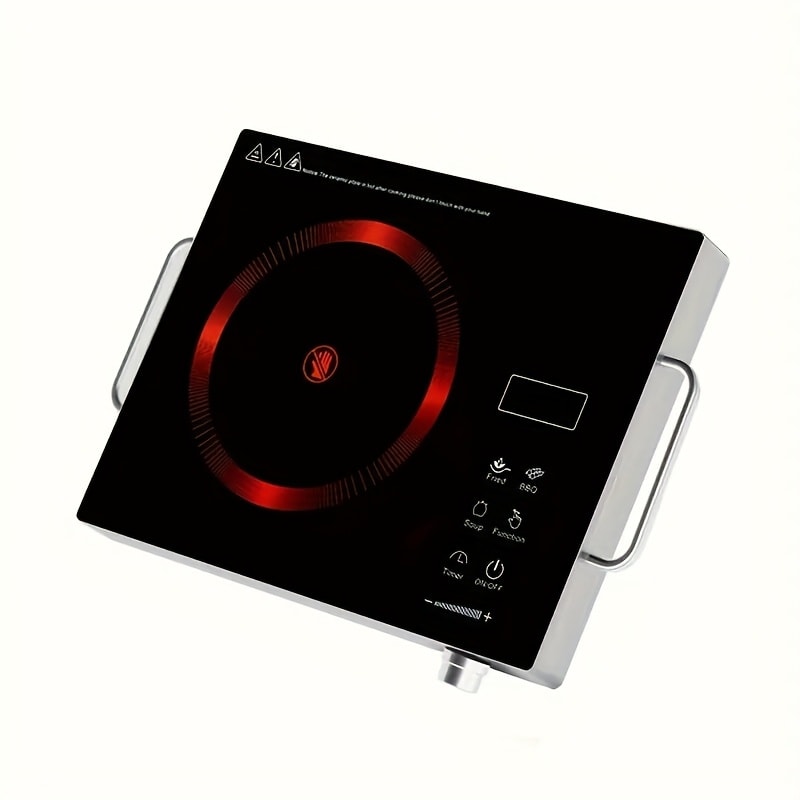 Portable Electric Induction Cooktop 2200W Ceramic Infrared Hot Plate with Adjustable Temperature & Dual Touch Rotation Control ¨C Single Burner Electric Stove for Home Dorm Cooking